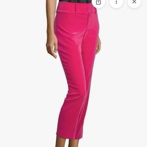 Alice + Olivia Fuchsia Velvet Cropped Pants